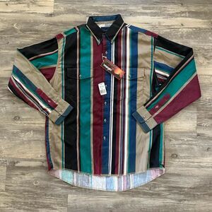 Vintage Wrangler Brushpopper Western Striped Shirt Size 16 1/2-36